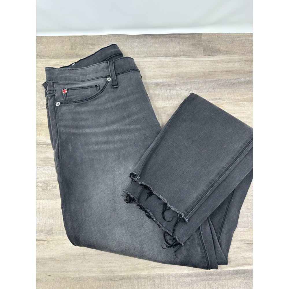 Hudson Women's Blair Super‎ Skinny High Rise Jeans Size 29~Black Faded~Raw Hem